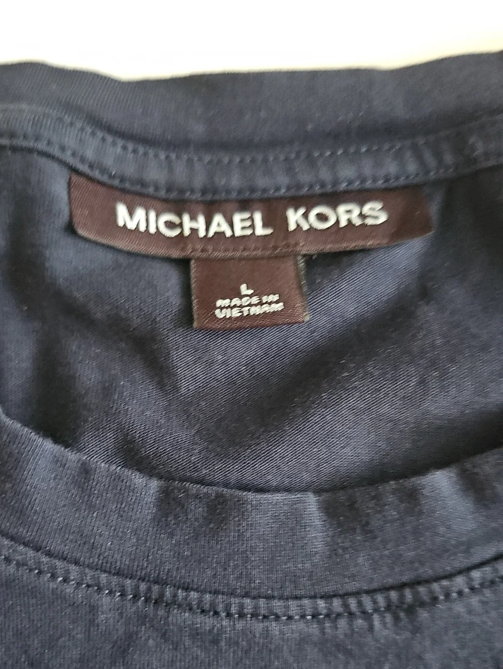 Michael Kors Navy Short-Sleeve Pocket Tee with Patterned Pocket